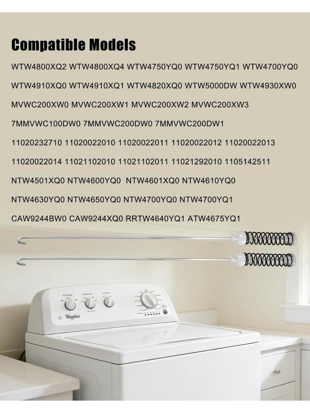 Washer Suspension Rod Kit Whirlpool Kenmore Maytag Compatibility- See Model #s
